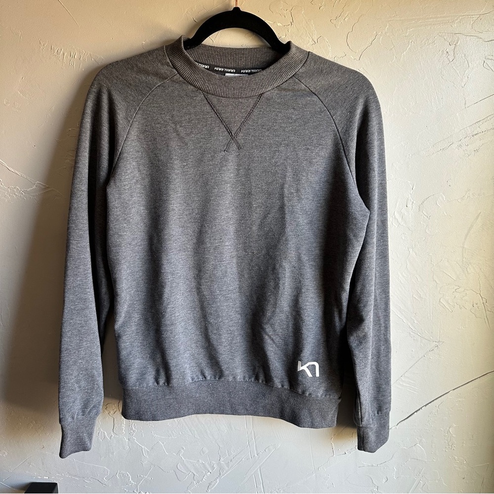 Kari Traa Gray Raglan Sleeve Crew Neck Sweatshirt Pullover Activewear Athleisure - Picture 1 of 13